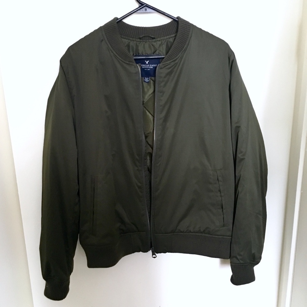 Olive green American Eagle bomber jacket